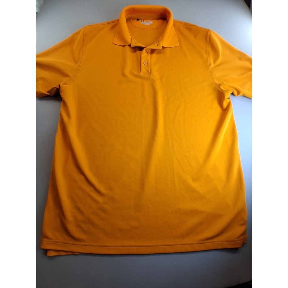 Under Armour Men's orange Heat Gear Polo Shirt Size Large Short Sleeves
